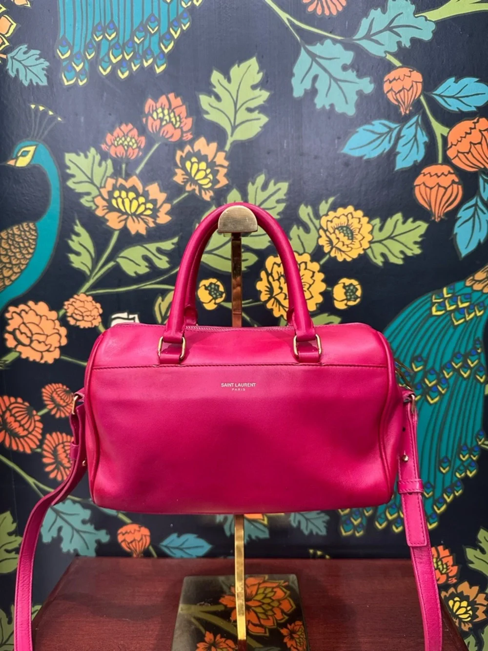 Saint Laurent Baby Duffle Pink Leather Crossbody Bag YSL Mini Boston - Picture 3 of 16